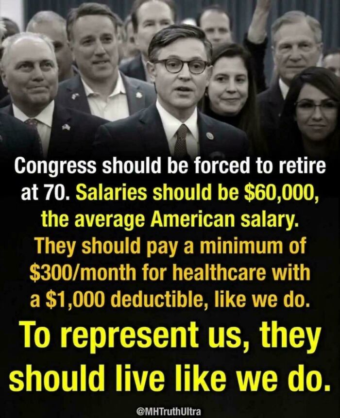 Call for Congress salaries and healthcare to mirror average American earnings