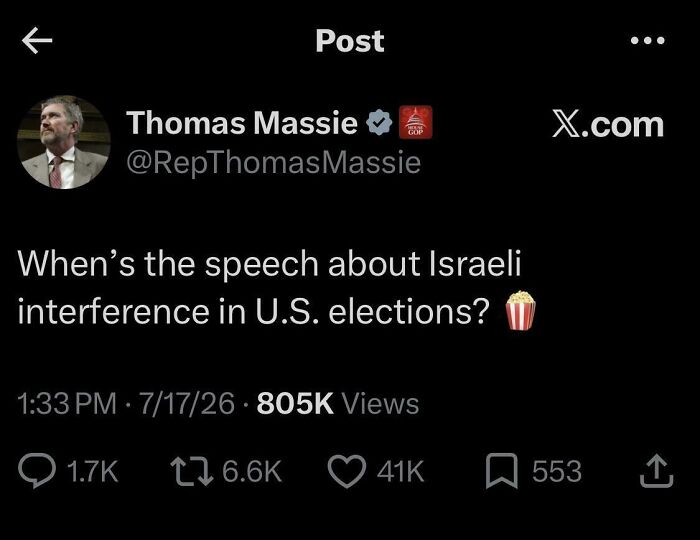 Tweet questioning speech on Israeli interference in U.S. elections