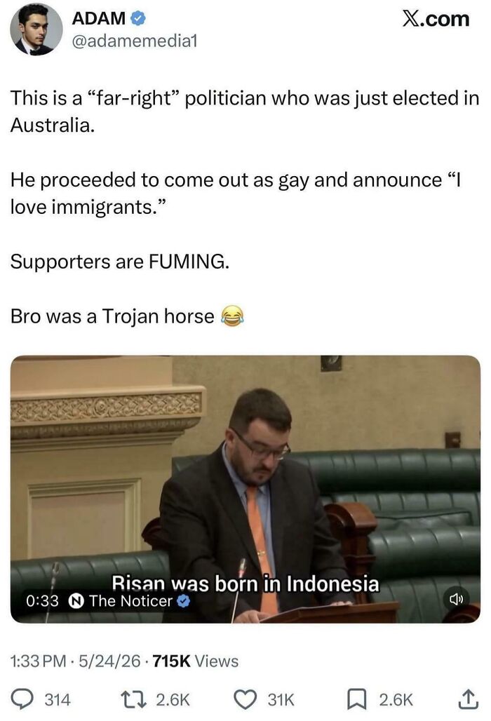 Tweet about far-right Australian politician surprising supporters in dystopian context