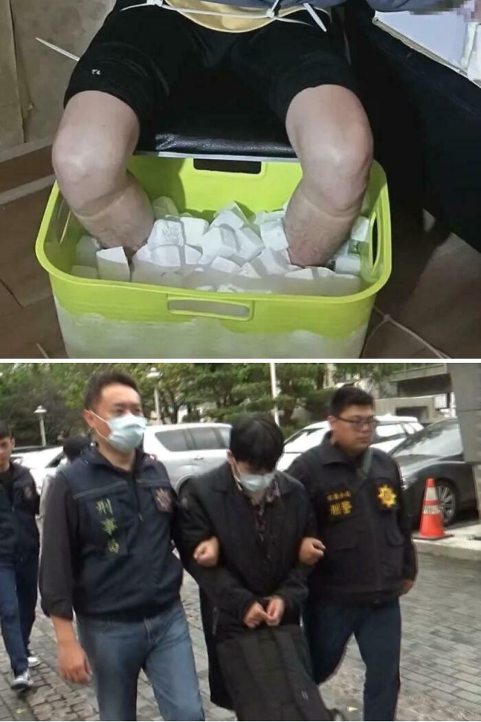 Person soaking feet in ice bucket for morbid curiosity story