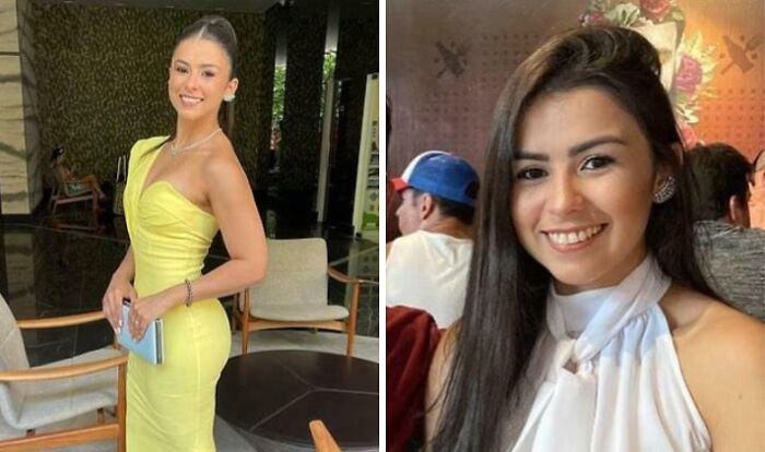 Two smiling young women posing indoors morbid curiosity