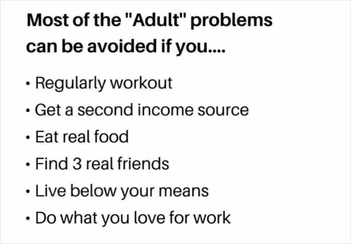 List of adult life problems avoidable with healthy habits and financial tips