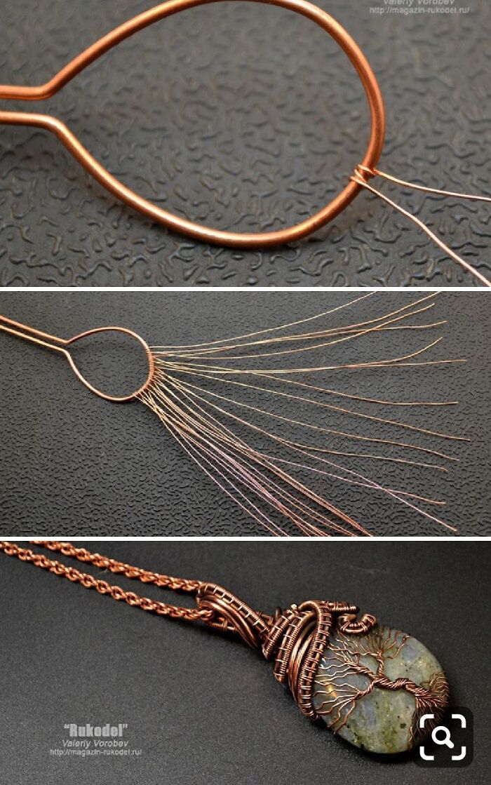 Step by step wire wrapping instructions for making a tree pendant necklace