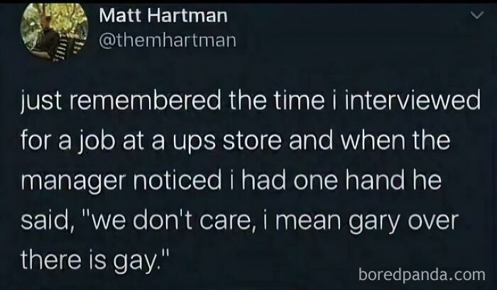 A funny internet comment about a job interview misunderstanding at a UPS store.