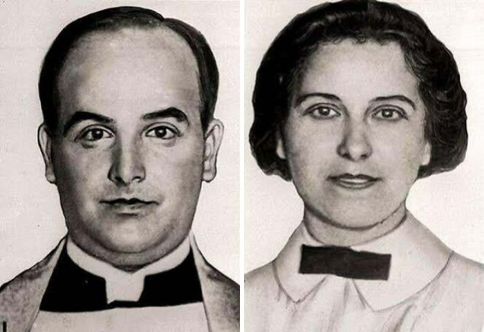 Black and white drawings of man and woman in morbid curiosity stories image