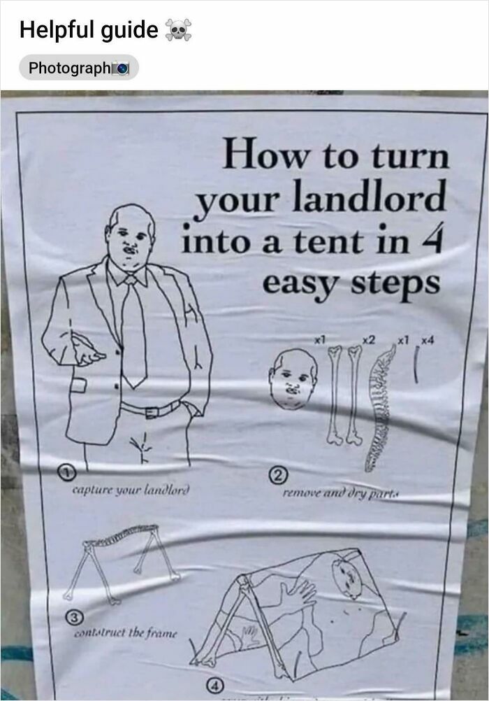 Funny instructions on how to turn your landlord into a tent in 4 steps humorous guide