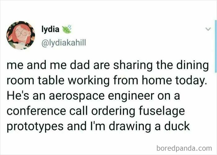 A humorous post about working from home next to an aerospace engineer, a classic in internet comments