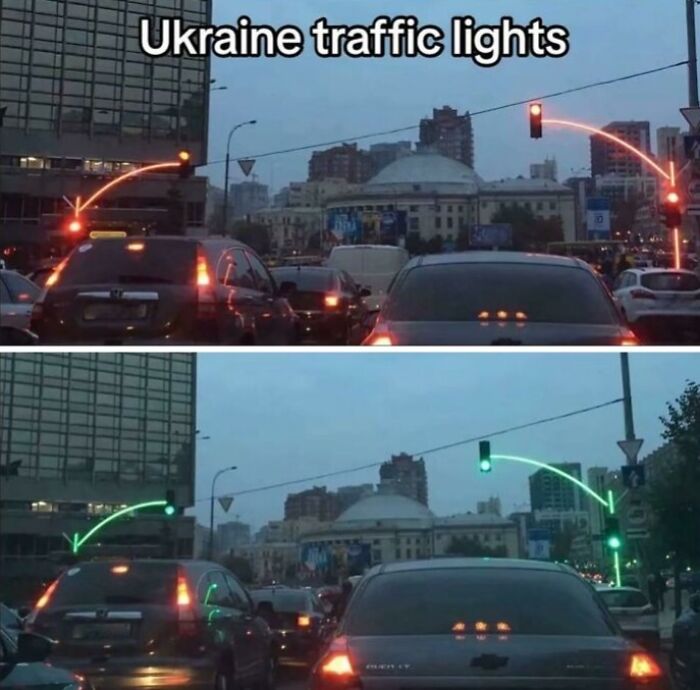 Innovative Ukraine traffic lights with illuminated direction arrows