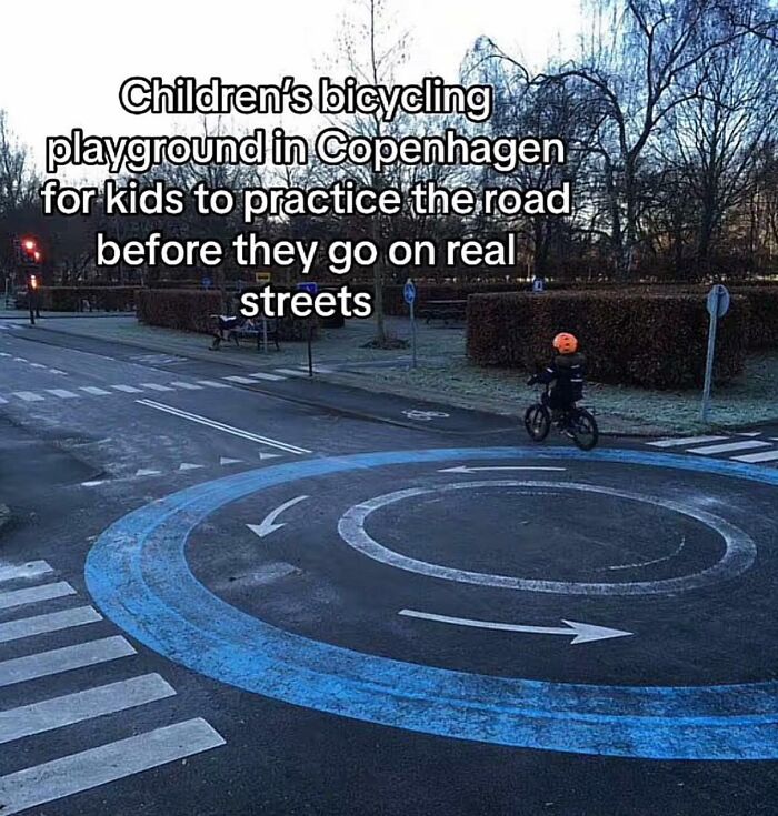 Children's bicycling playground in Copenhagen to practice road skills