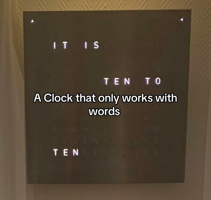 Modern word clock displaying time using illuminated words