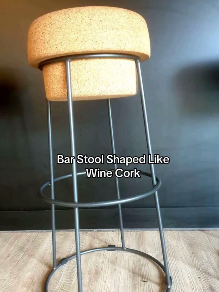 Bar stool designed to look like a wine cork