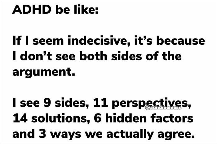 Funny ADHD memes about being indecisive and overthinking