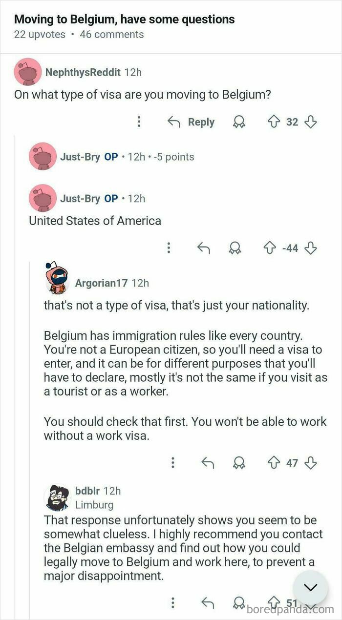 Online discussion snippet where Americans confidently posted that United States of America is a type of visa.