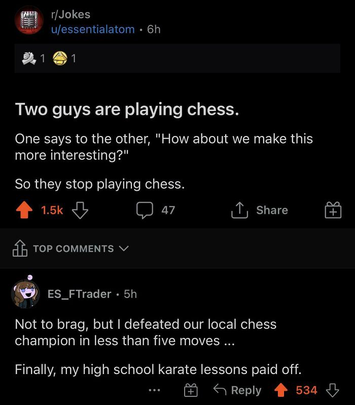 Joke about two guys stopping chess to make the game more interesting
