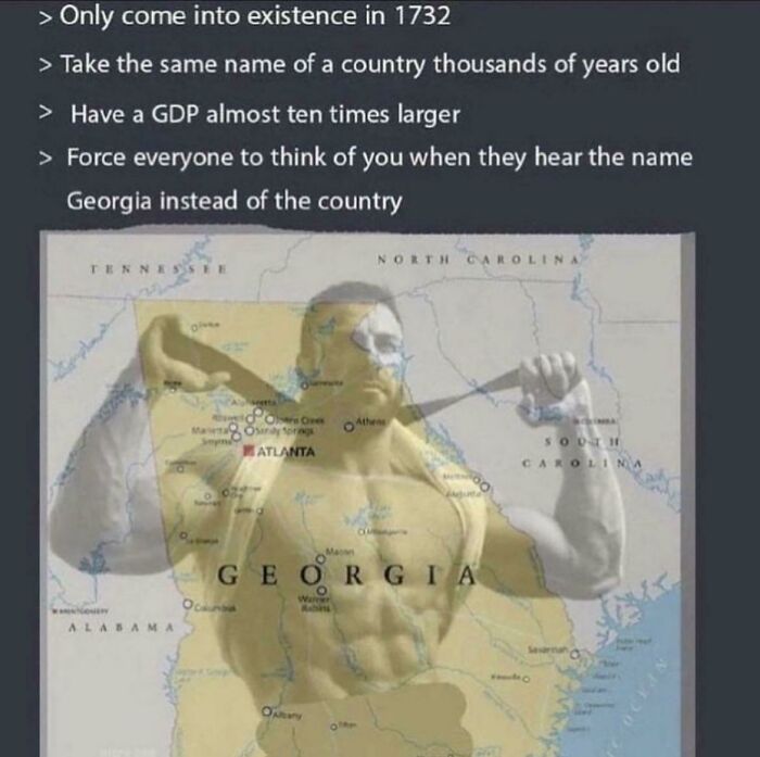 Map of Georgia state blending with muscular figure symbolizing Georgia's strength