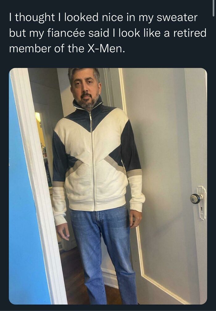 Man sarcastically called retired X-Men member for his sweater
