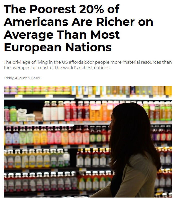 Headline stating poorest 20 percent of Americans richer on average than most European nations