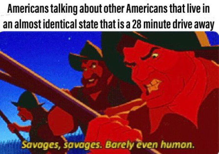 Meme about Americans talking about nearby states using USA comparison humor