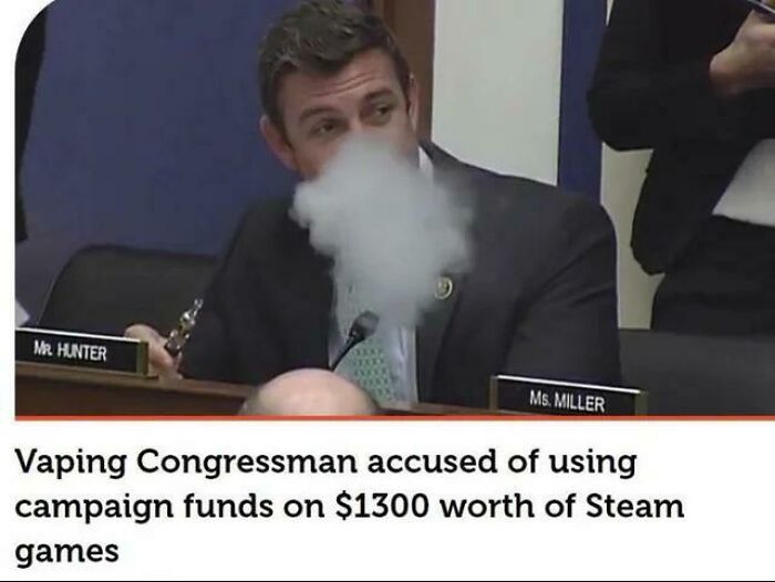 Congressman vaping in office accused of misusing campaign funds on Steam games