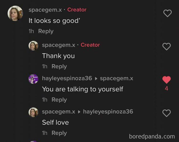 Tiktok comment section where a creator pretended to be someone else praising their own video