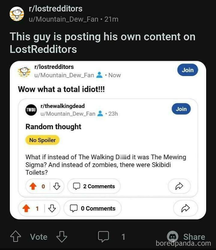 A Reddit post where a user pretended to be someone else commenting on their own thread, exposing themselves