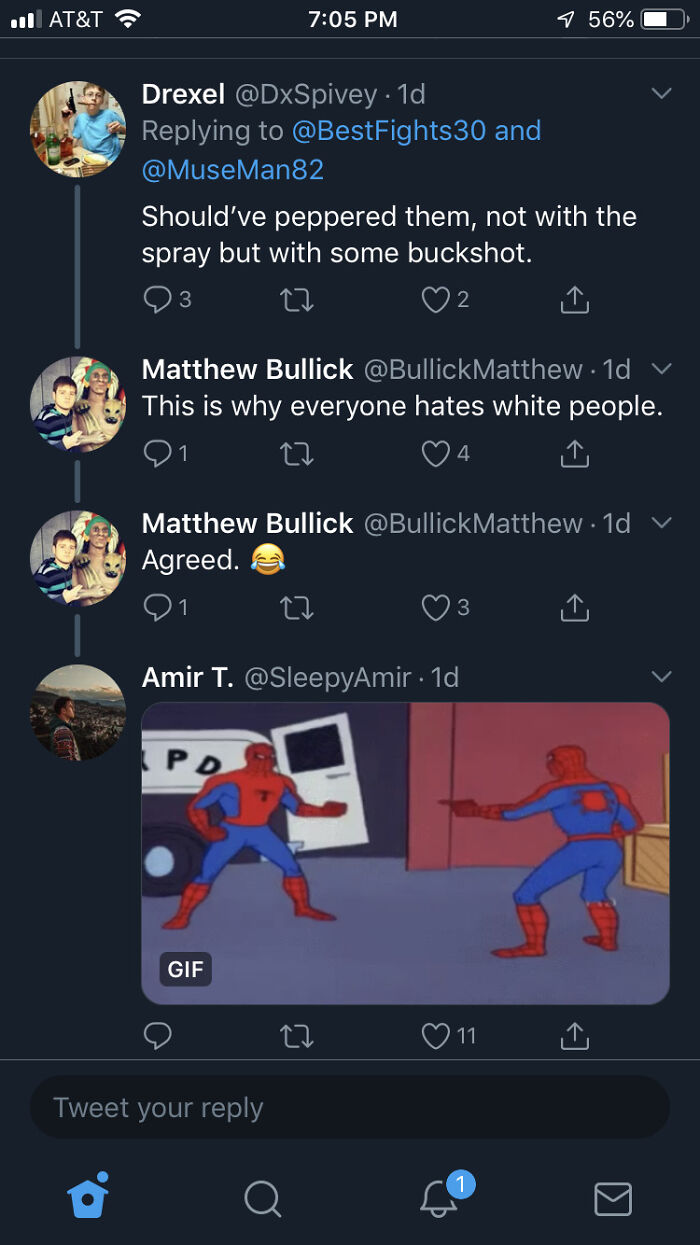 A Twitter thread showing a user caught as they pretended to be someone else with two identical usernames.