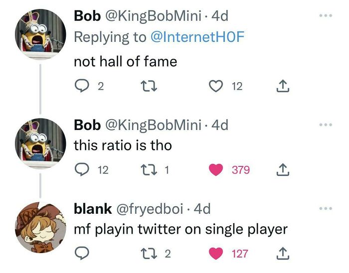A Twitter user playing single player by replying to their own post, pretending to be someone else.