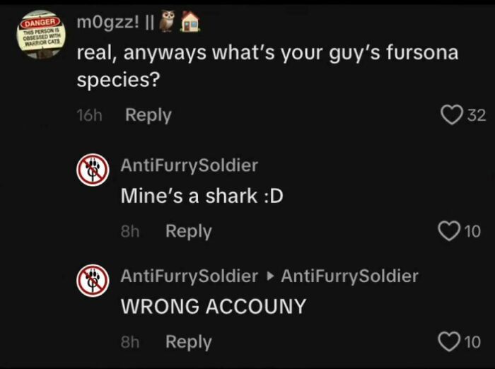 An anti-furry account forgets to switch accounts, revealing they pretended to be someone else.