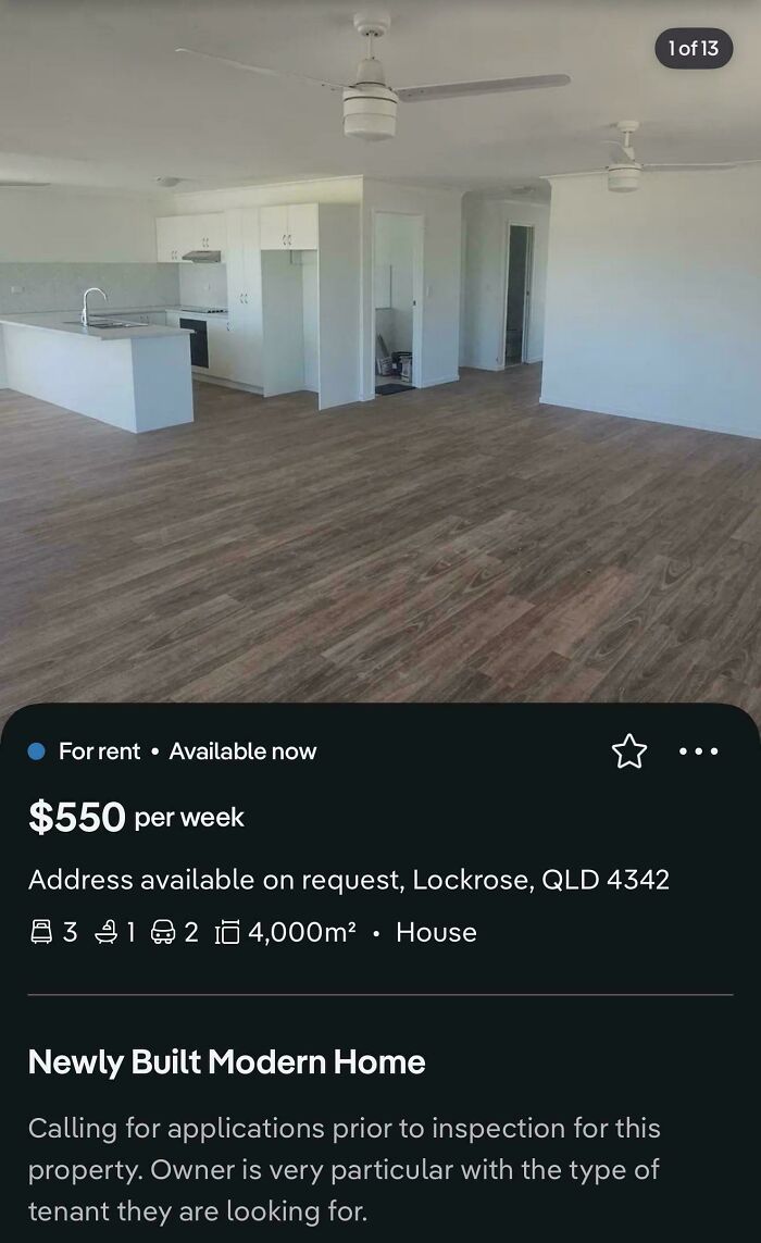 A rental listing for a house showing renting and booking options in QLD