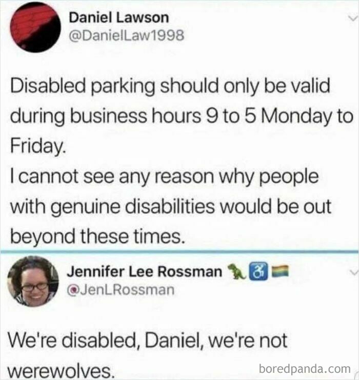 Tweet debate on disabled parking permits valid only during business hours