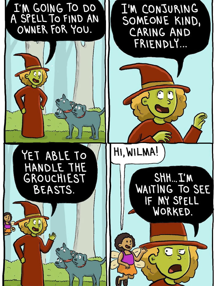 Witch conjures kind owner for three-headed hellhound in Chelsea Carr comic