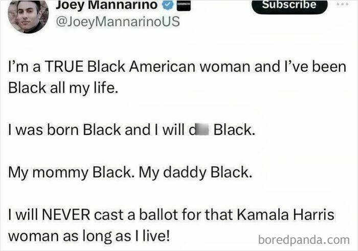Joey Mannarino claiming to be a Black woman, showing how people pretended to be someone else.