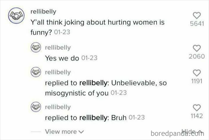 TikTok comment section where the same user pretended to be someone else arguing with themselves.