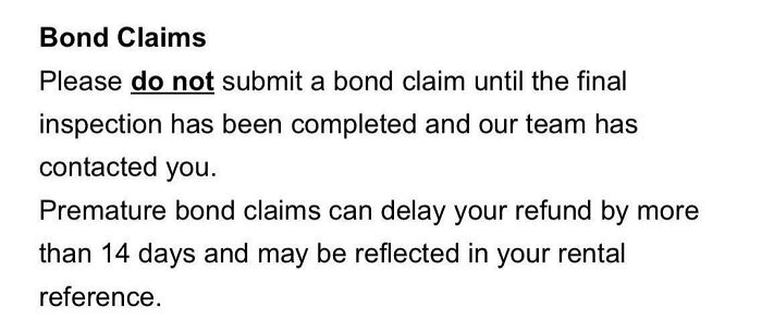 Official notice regarding bond claims that can lead to renting and booking experiences regrets.