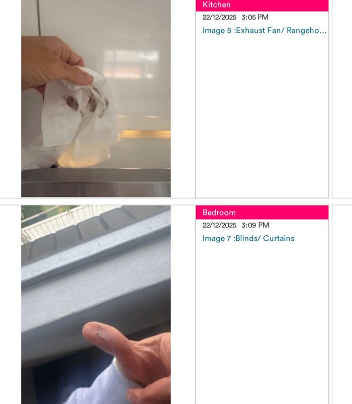 Dirt and dust on a tissue and finger representing bad renting experiences during inspections.