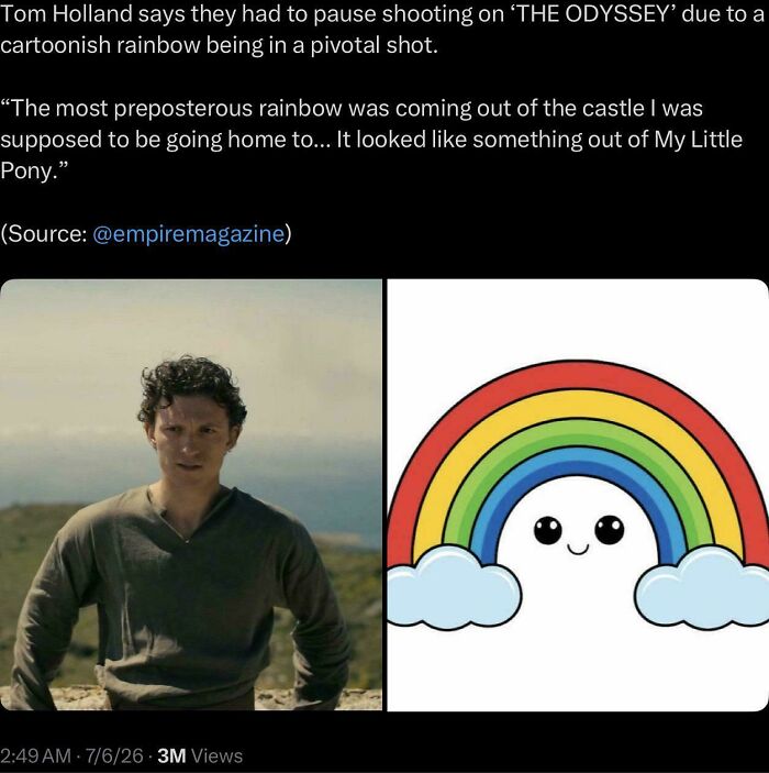 "They Had To Pause Shooting On 'The Odyssey' Due To A Cartoonish Rainbow"