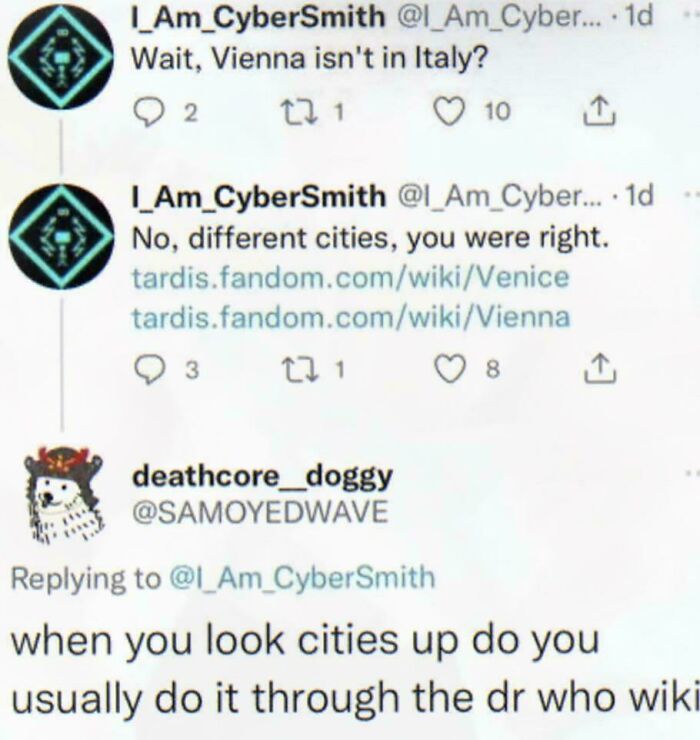 "When You Look Cities Up Do You Usually Do It Through The Dr Who Wiki"?"