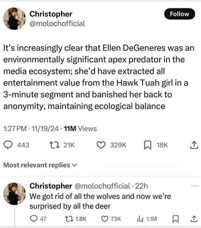 Ellen Degeneres Was An Environmentally Significant Apex Predator