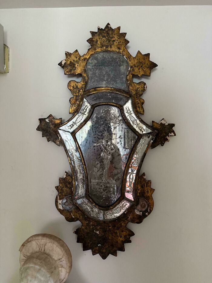 Ornate antique wall mirror frame, a rare old treasure for antique lovers