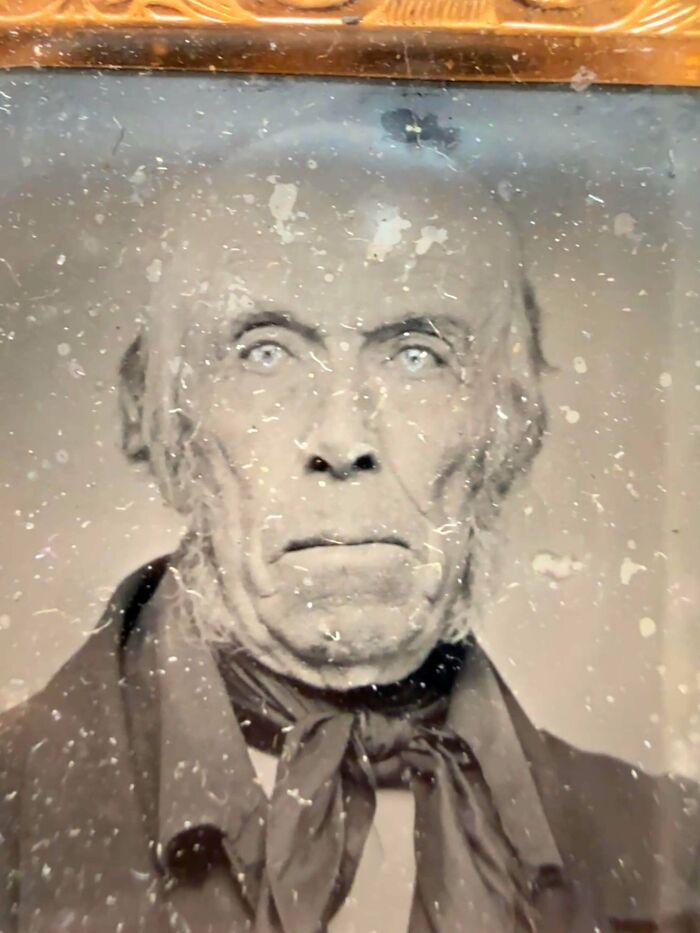 Antique daguerreotype portrait photograph of an elderly man, a fascinating piece among old treasures.