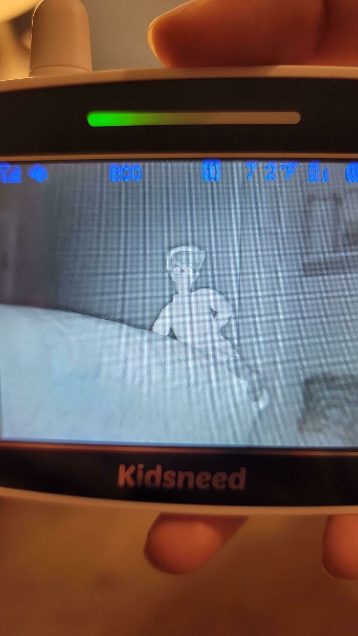 A cutout figure on a baby monitor showcasing hilarious things wives do to scare husbands