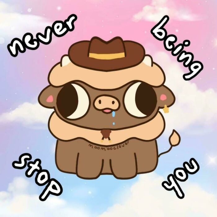 Cartoon drawing of a cute animal with confusingly arranged text, an example of hilarious badly designed signs.