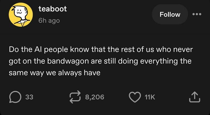 Tumblr post about AI people and bandwagon behavior