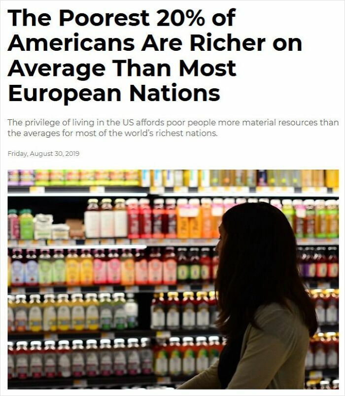 Headline stating poorest 20 percent of Americans richer on average than most European nations