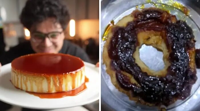 Yellow cake roll with cream filling versus failed cooking result