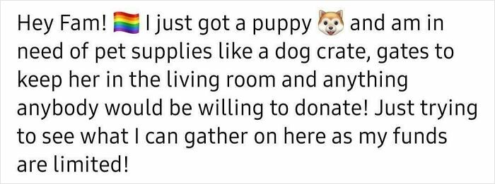 Screenshot of entitled people online asking for free pet supplies instead of buying them.