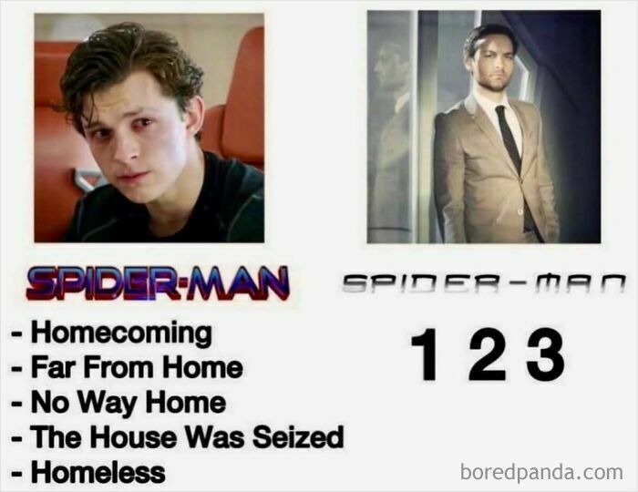 Hilariously ridiculous memes comparing Spider-Man movie titles of Tom Holland and Tobey Maguire