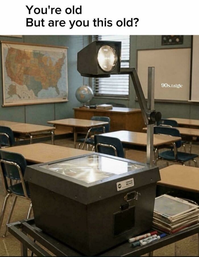 An old-school overhead classroom projector popular in the '90s