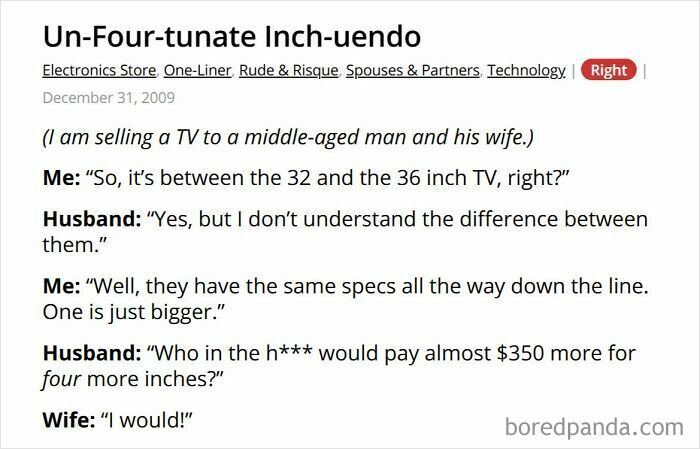 Customer confused over price difference for TVs with different inch sizes