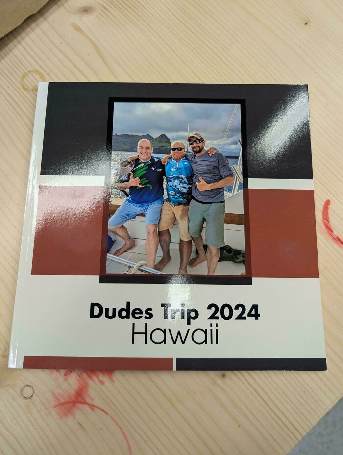 Cover of a custom photo book highlighting wholesome dads on a trip